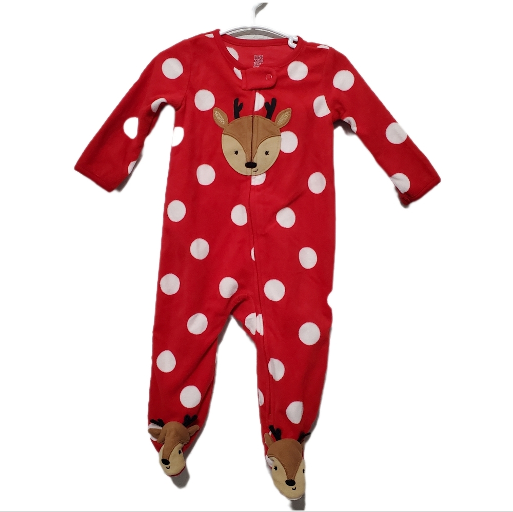 Just One You By Carter's Plush Baby Reindeer Footed Pjs Size 6 Months